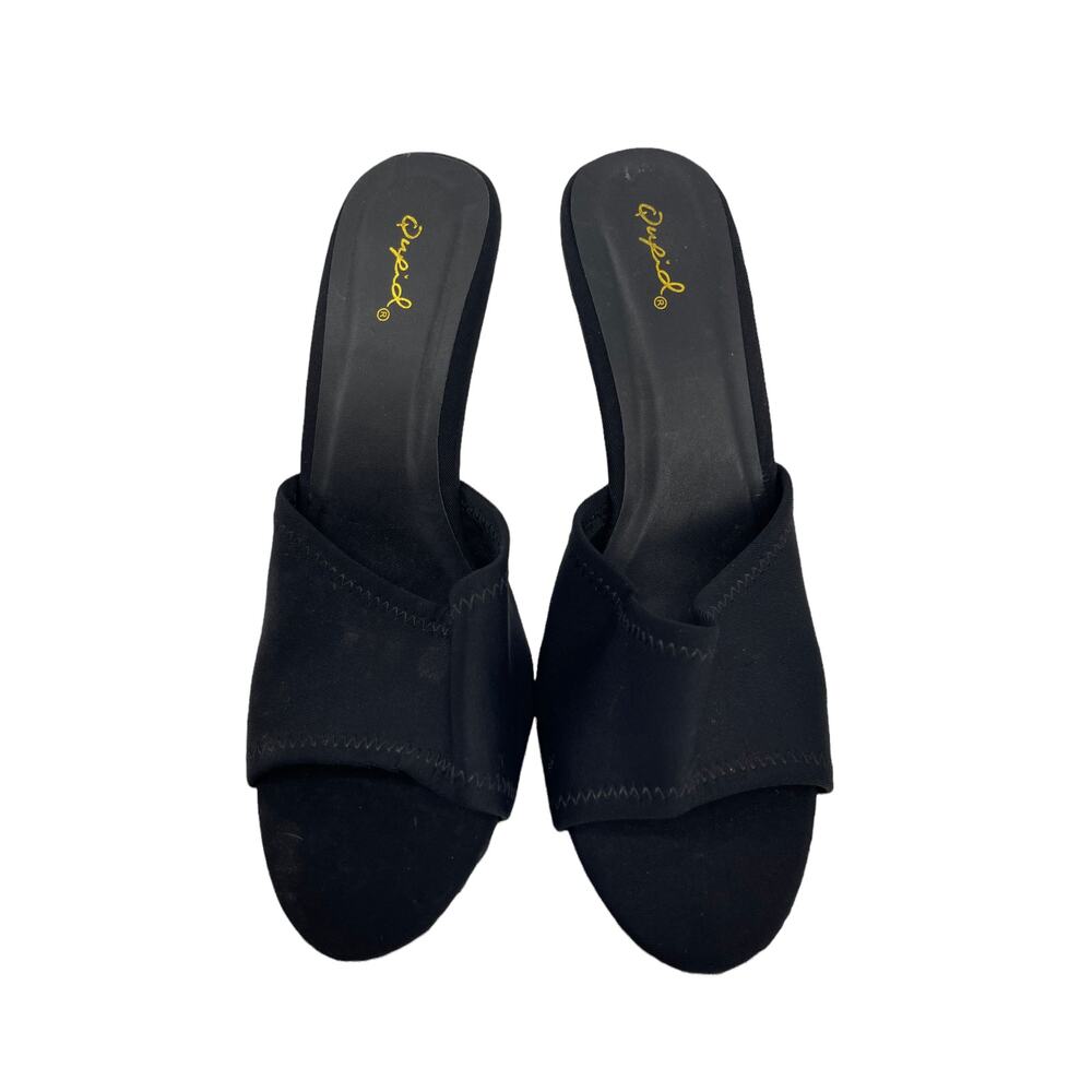 NWOT Qupid Black Clear Heeled Slide Sandals Women's Size US 10